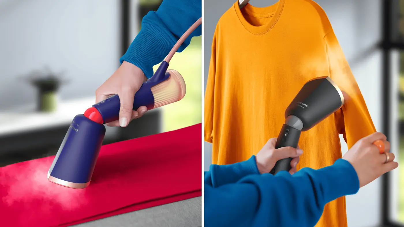 Steam vertically and horizontally, no ironing board needed Steam vertically and horizontally, no ironing board needed