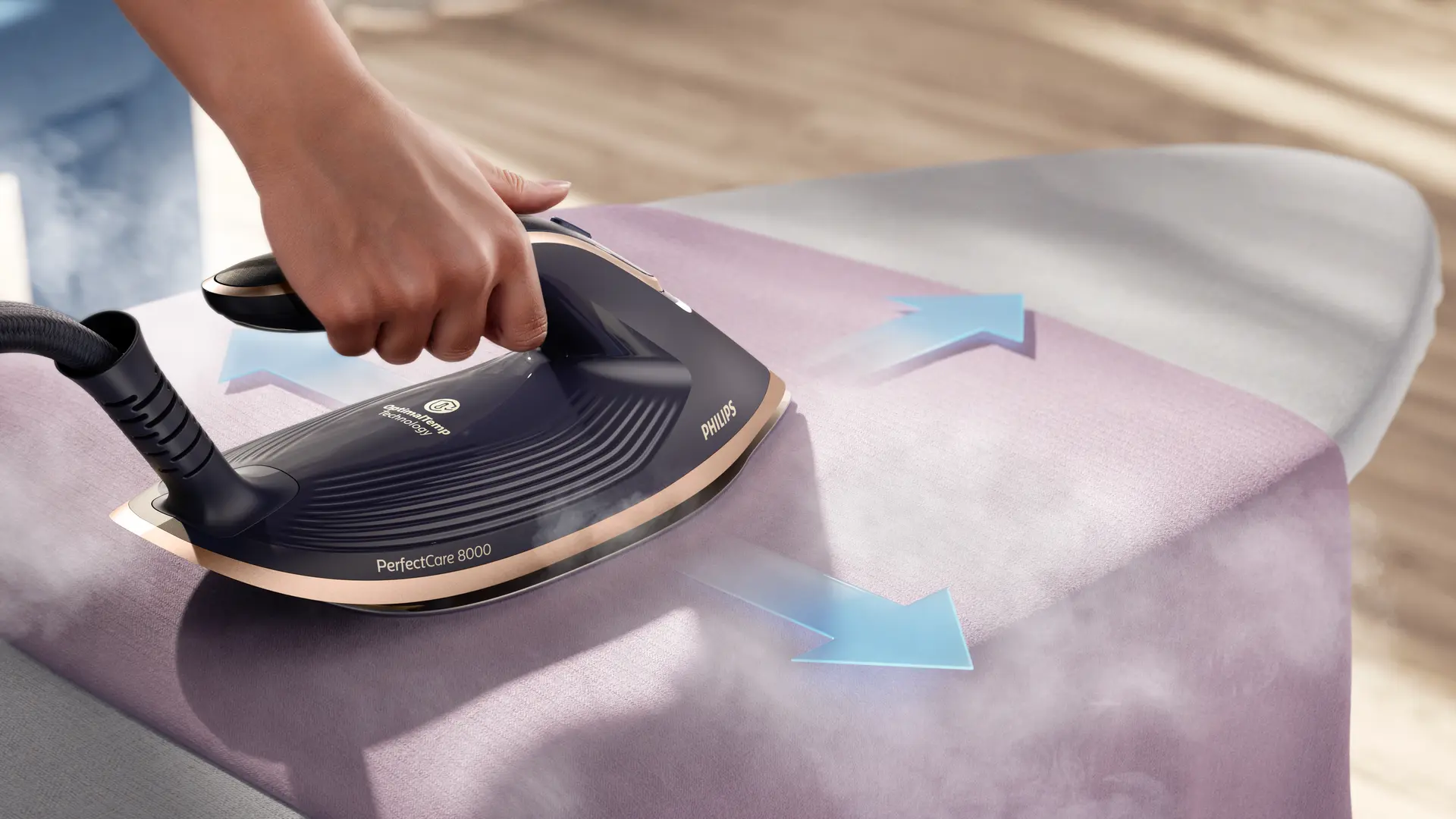 Intelligent automatic steam for faster and easier ironing Intelligent automatic steam for faster and easier ironing