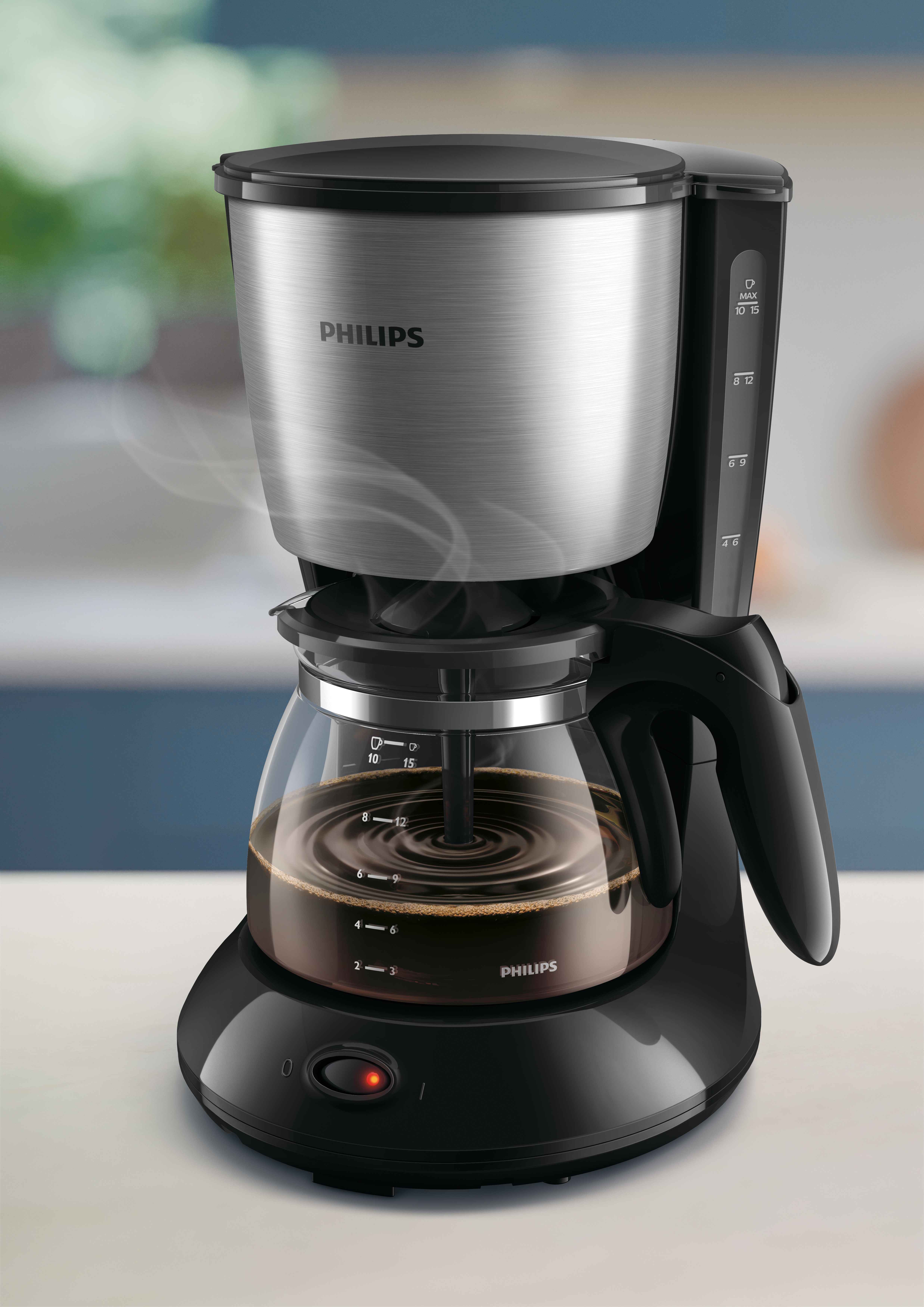 Philips dryppkaffetrakter, et overlegent design som leverer en enestående brukeropplevelse, med klar glasskanne som brygger kaffe. Enkel å bruke, nyt den gode smaken. Philips dryppkaffetrakter, et overlegent design som leverer en enestående brukeropplevelse, med klar glasskanne som brygger kaffe. Enkel å bruke, nyt den gode smaken.