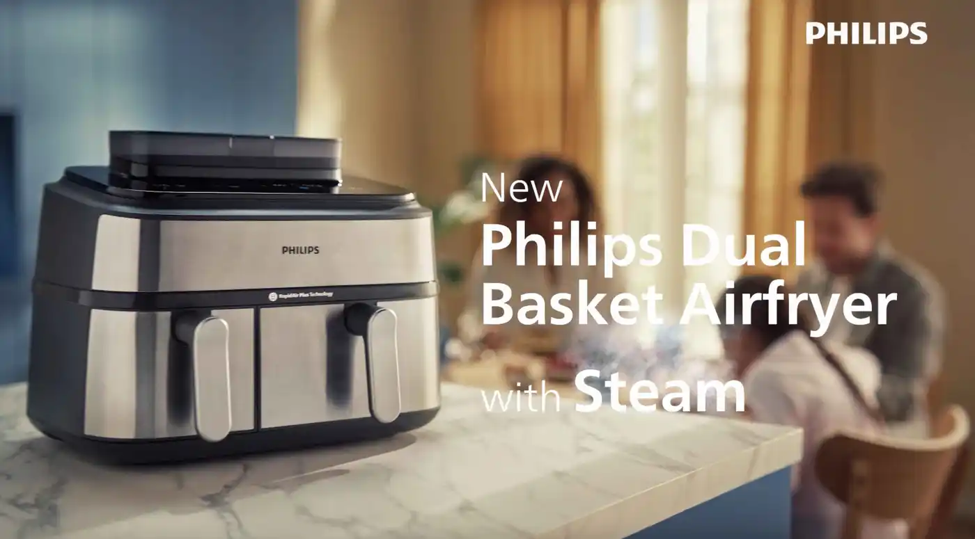 Video mostrando la nueva Philips Dual Basket Airfryer Serie 5000 y sus principales características. Video mostrando la nueva Philips Dual Basket Airfryer Serie 5000 y sus principales características.