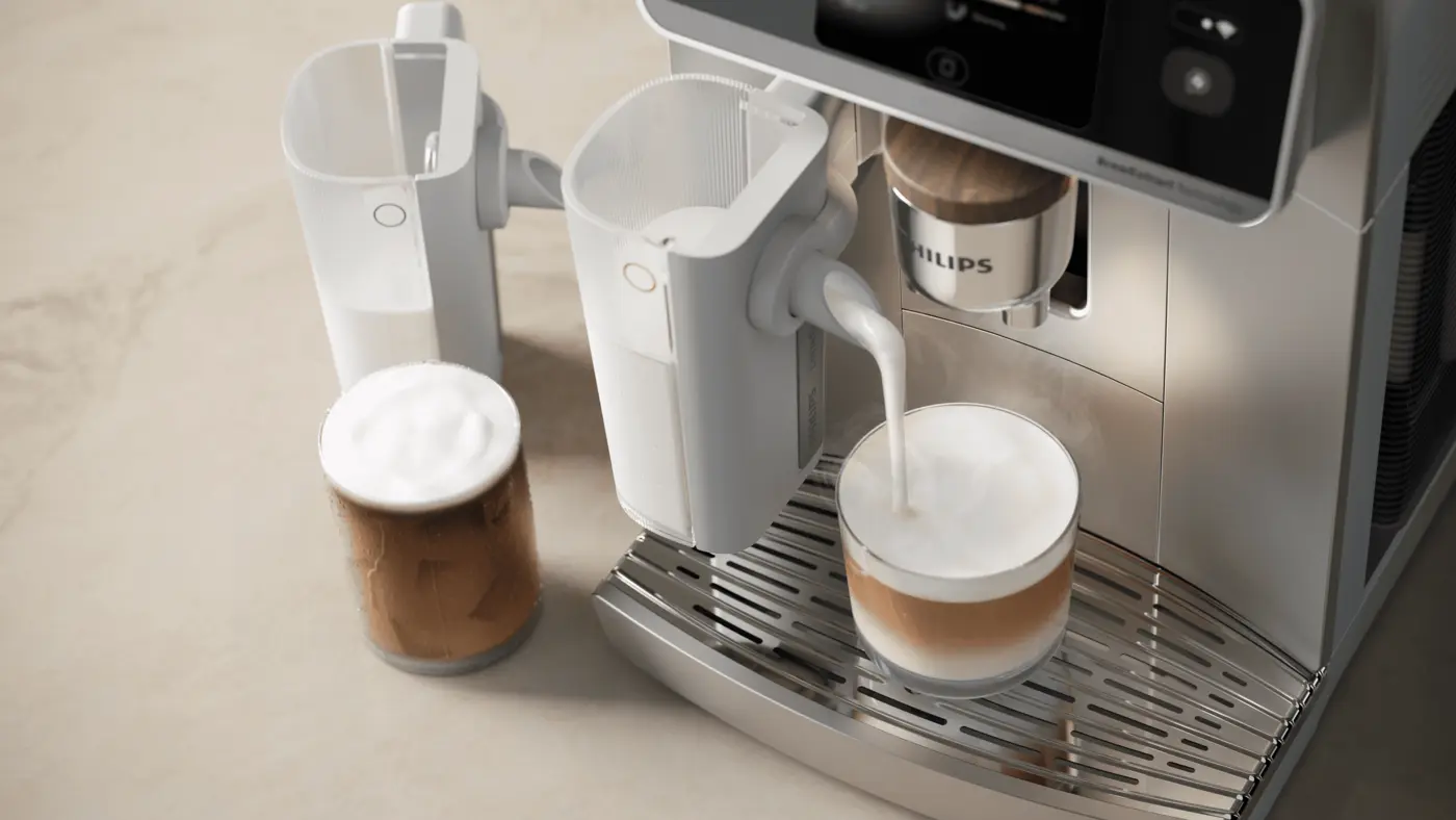 Silkemykt melkeskum med LatteGo-melkesystemet Silkemykt melkeskum med LatteGo-melkesystemet
