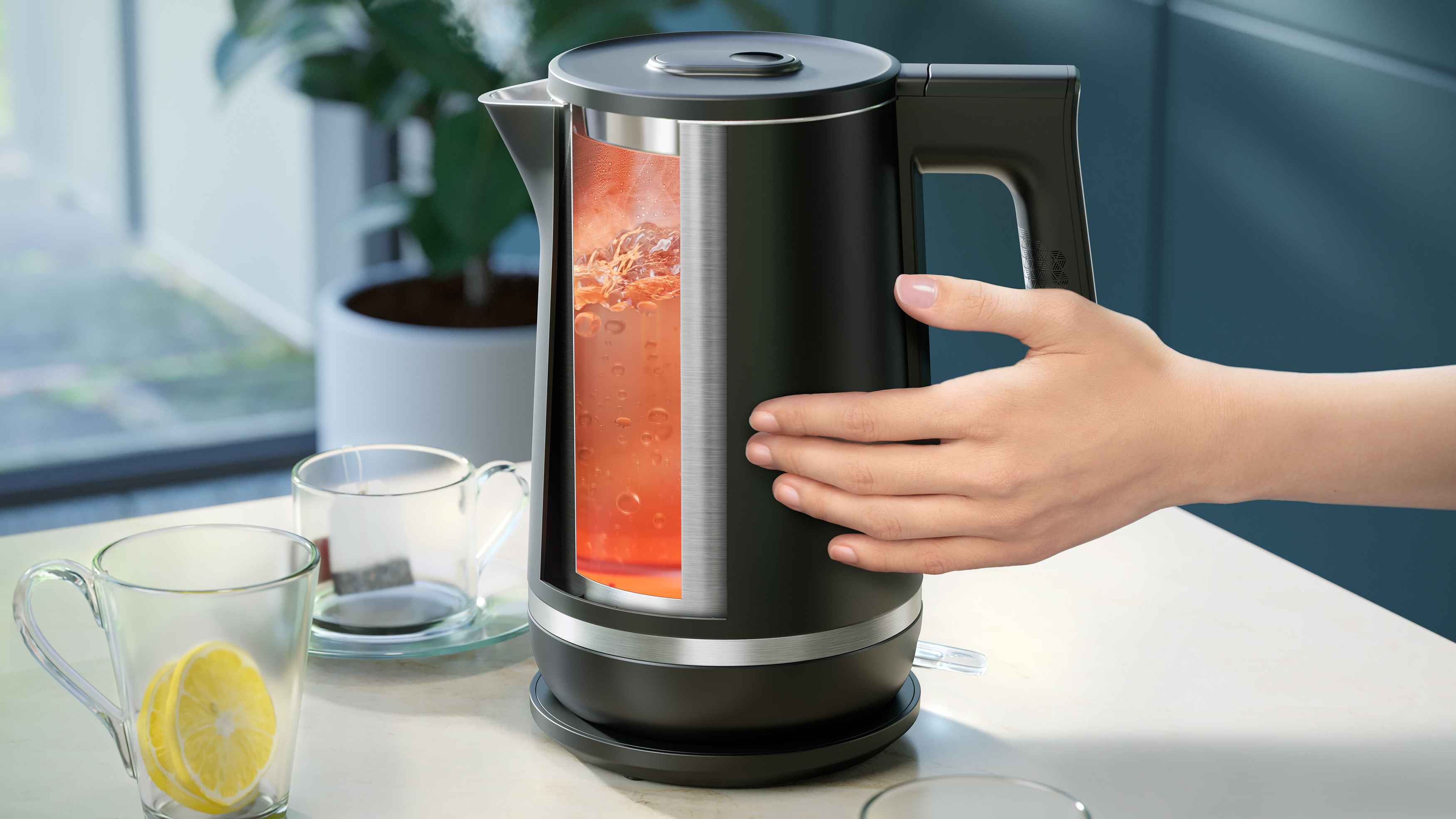 Philips-vedenkeittimet: Premium-musta sähkövedenkeitin, jossa sisäinen näkymä teen haudutukseen. Ergonominen kahva ja nopea keittotekniikka. Ylivertainen muotoilu verrattomaan haudutukseen. Philips-vedenkeittimet: Premium-musta sähkövedenkeitin, jossa sisäinen näkymä teen haudutukseen. Ergonominen kahva ja nopea keittotekniikka. Ylivertainen muotoilu verrattomaan haudutukseen.