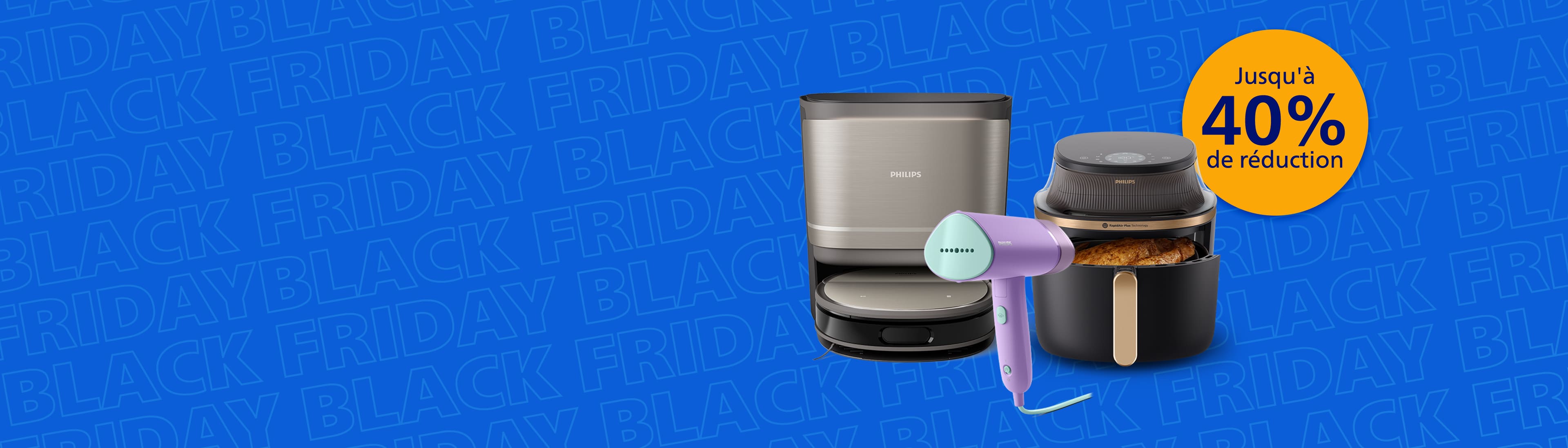 Bannière annonçant l’événement Black Friday sur le site Philips Home Bannière annonçant l’événement Black Friday sur le site Philips Home