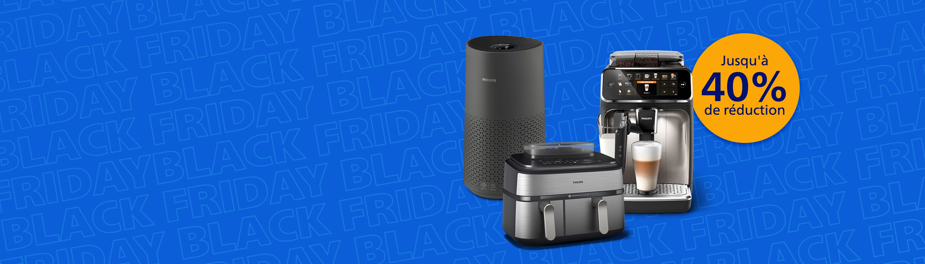 Bannière annonçant l’événement Black Friday sur le site Philips Home Bannière annonçant l’événement Black Friday sur le site Philips Home