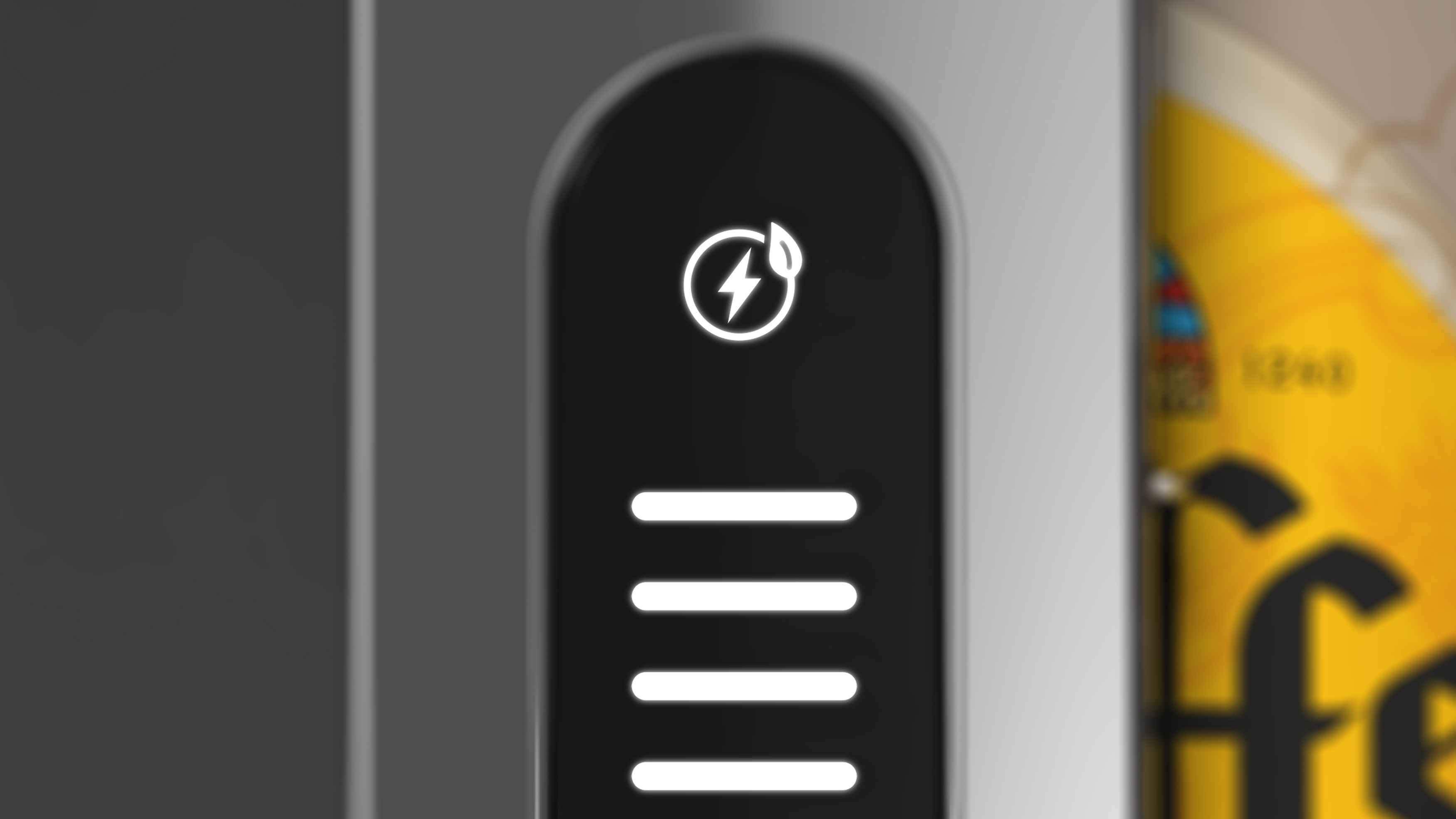 Nærbillede af et Philips Perfect Draft køkkenapparat display med strømsymbol og nedkølede temperaturindikatorer. Nærbillede af et Philips Perfect Draft køkkenapparat display med strømsymbol og nedkølede temperaturindikatorer.