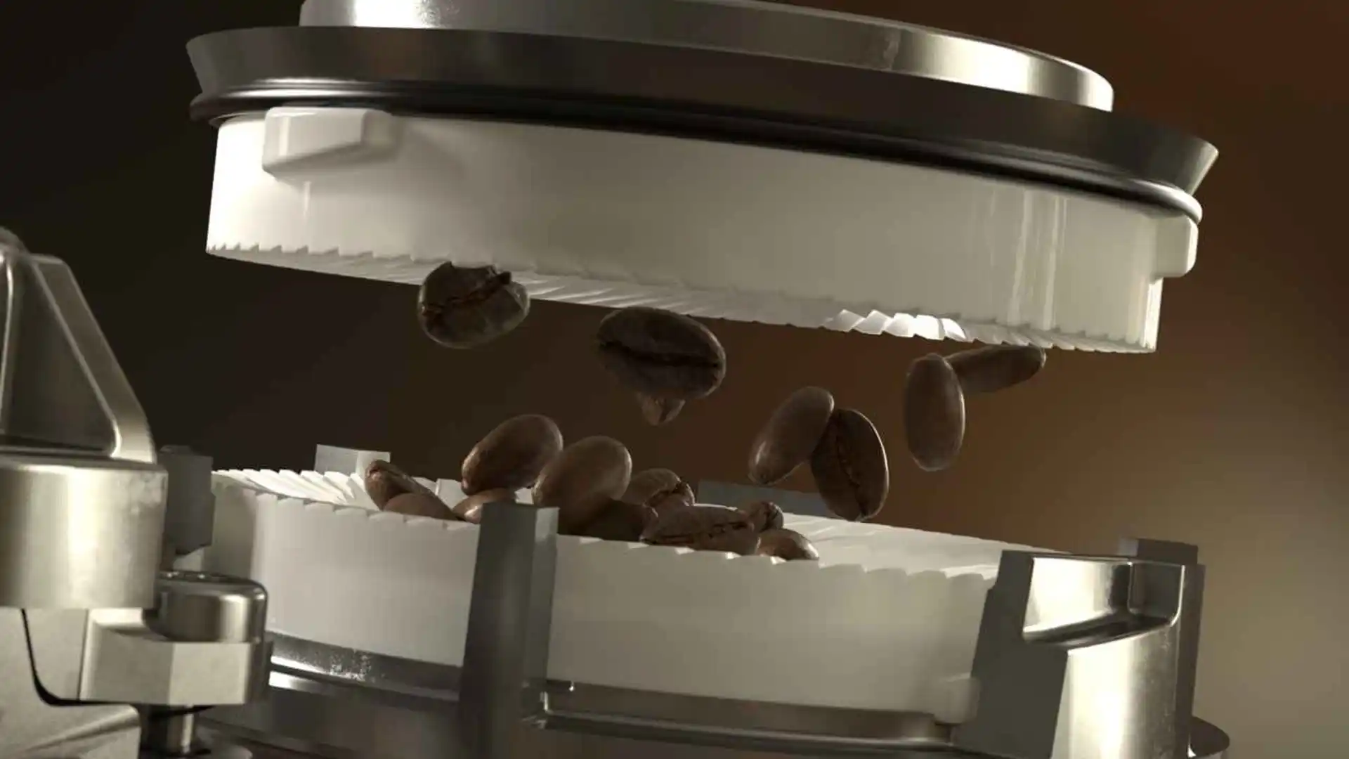 Close-up of a Philips Saeco coffee grinder, featuring beans being processed. Image focuses on the precision grinding system, a key feature of the product line. Close-up of a Philips Saeco coffee grinder, featuring beans being processed. Image focuses on the precision grinding system, a key feature of the product line.