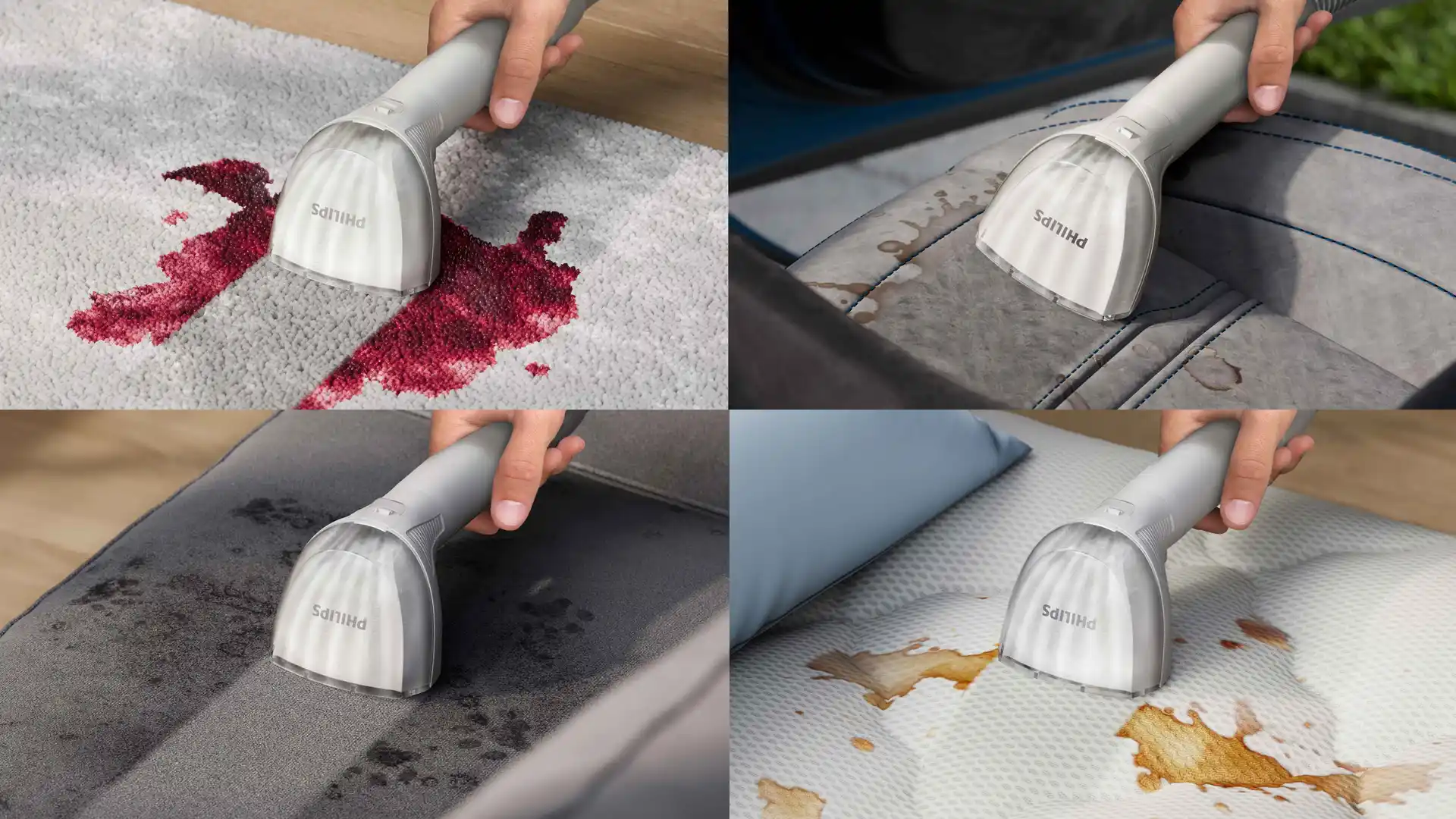 Reinigt verschillende zachte oppervlakken Reinigt verschillende zachte oppervlakken