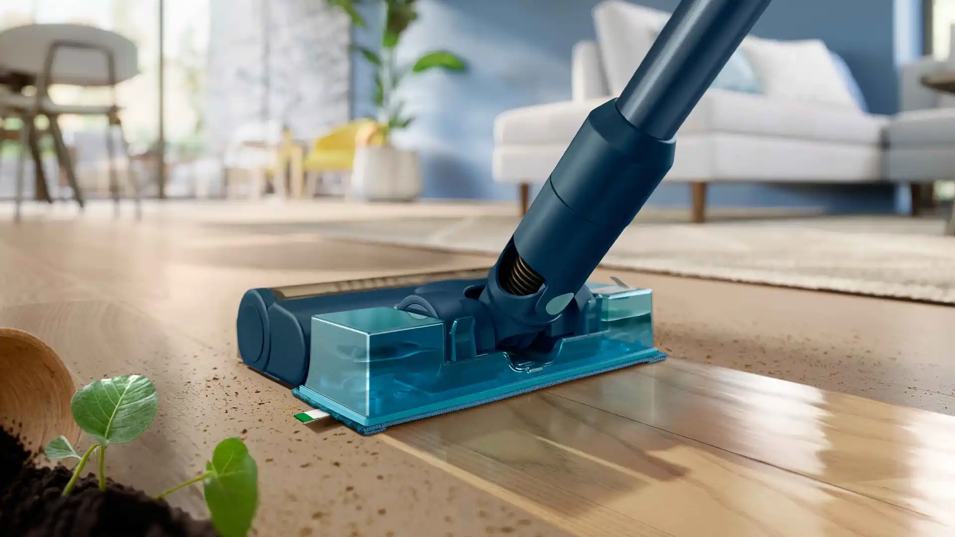 Klik de Aqua-module vast voor een snelle natte reiniging Klik de Aqua-module vast voor een snelle natte reiniging