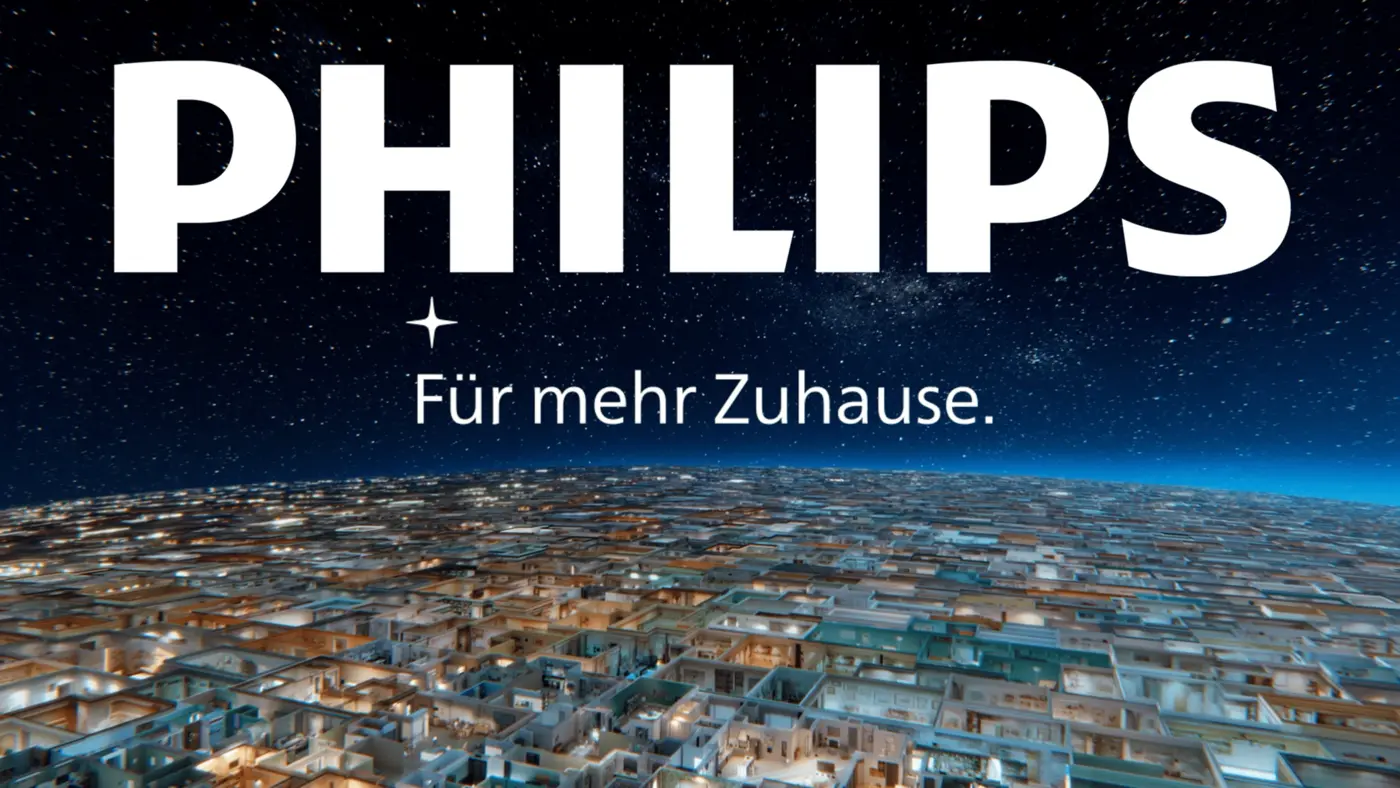Bild mit Philips-Branding und dem Text „Für mehr Zuhause“, das verdeutlicht, wie durch alltägliche Handlungen wie Kochen, Aufräumen und das Schaffen einer warmen, fröhlichen Atmosphäre ein Zuhause entsteht. Bild mit Philips-Branding und dem Text „Für mehr Zuhause“, das verdeutlicht, wie durch alltägliche Handlungen wie Kochen, Aufräumen und das Schaffen einer warmen, fröhlichen Atmosphäre ein Zuhause entsteht.