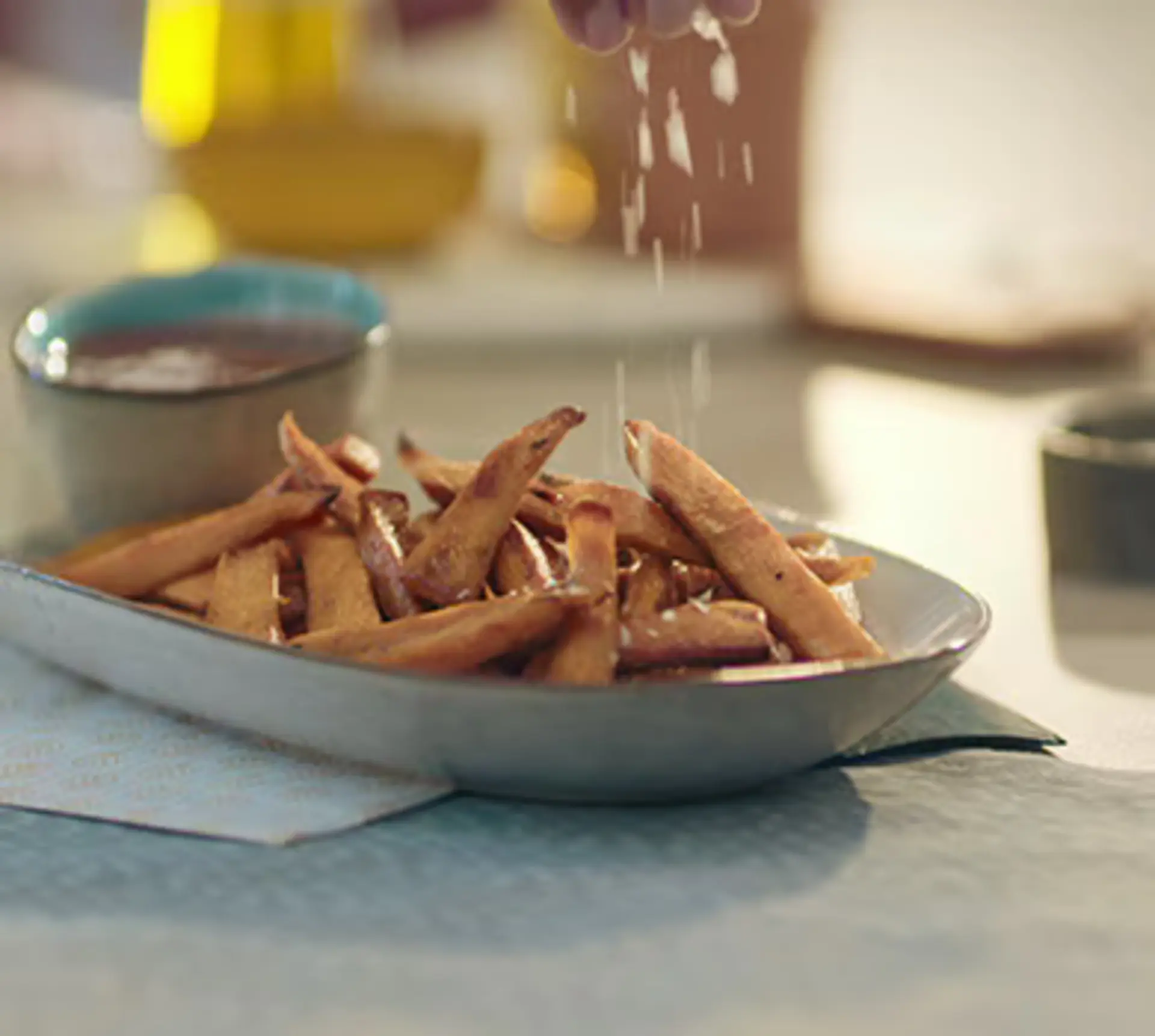 Sprøde søde kartoffelfritter Sprøde søde kartoffelfritter
