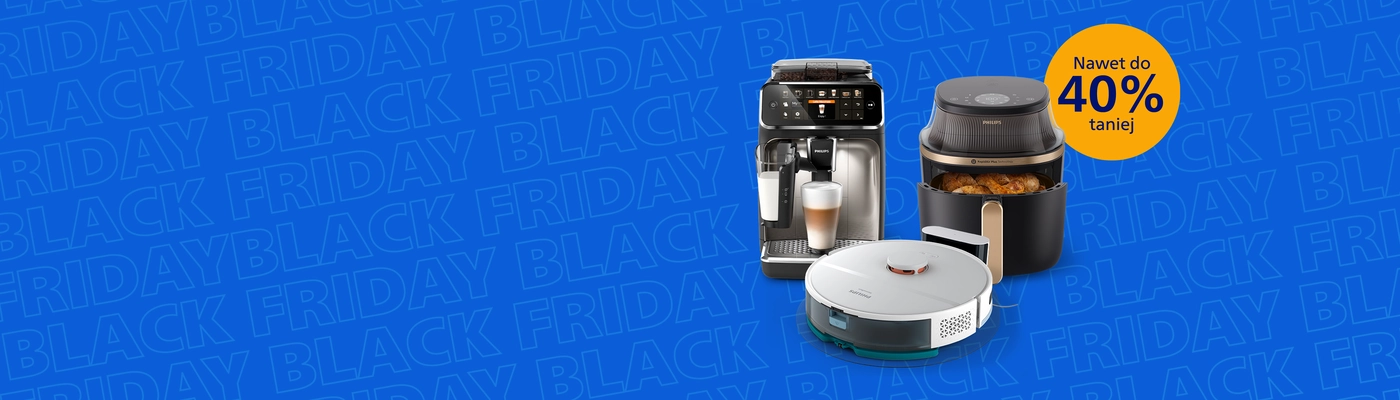 Baner zapowiadający nadchodzące wydarzenie Black Friday na stronie internetowej Philips Home Baner zapowiadający nadchodzące wydarzenie Black Friday na stronie internetowej Philips Home