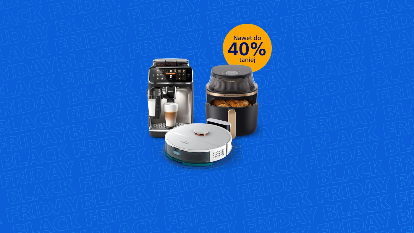 Baner zapowiadający nadchodzące wydarzenie Black Friday na stronie internetowej Philips Home Baner zapowiadający nadchodzące wydarzenie Black Friday na stronie internetowej Philips Home
